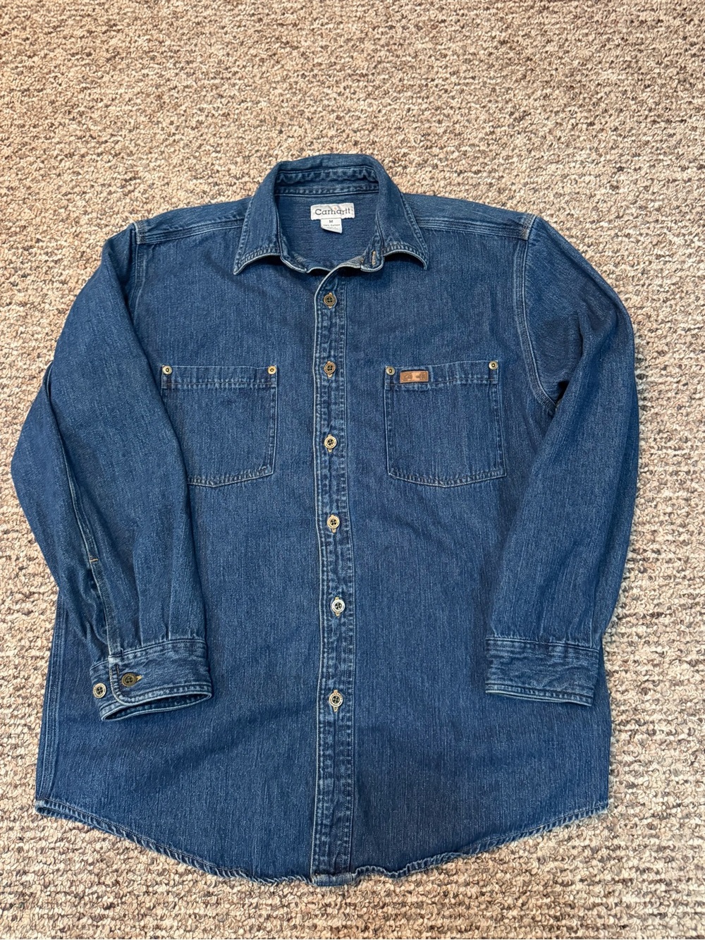 Carhartt Men's Vintage Dark Blue Denim Workshirt